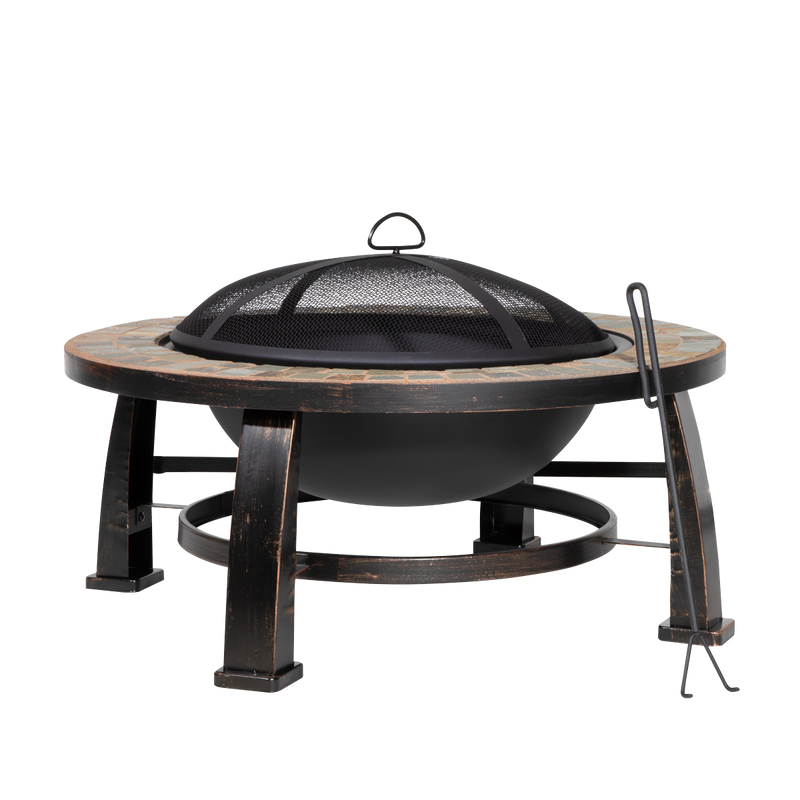 Dellonda DG111  30" Deluxe Traditional Style Fire Pit/Fireplace/Outdoor Heater - Slate