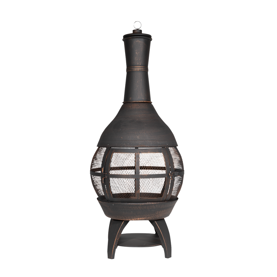 Dellonda DG112  Deluxe 360 degree Chiminea/Fire Pit/Outdoor Heater - Antique Bronze Finish - DG112