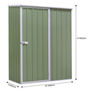 Dellonda DG113  Galvanized Steel Storage Shed with Pent Style Roof 150 x 80 x 190cm - Green