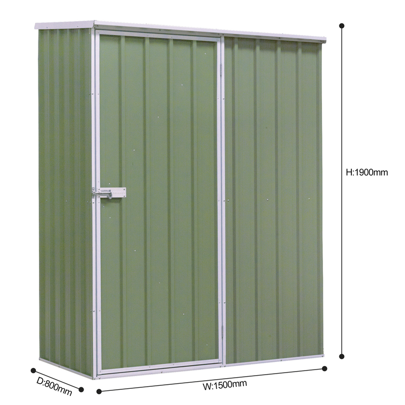 Dellonda DG113  Galvanized Steel Storage Shed with Pent Style Roof 150 x 80 x 190cm - Green