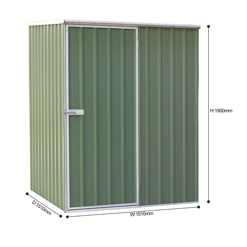 Dellonda DG114  Galvanized Steel Storage Shed with Pent Style Roof 151 x 151 x 200cm - Green