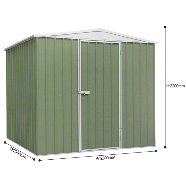 Dellonda DG115  Galvanized Steel Storage Shed with Apex Style Roof 230 x 230 x 220cm - Green