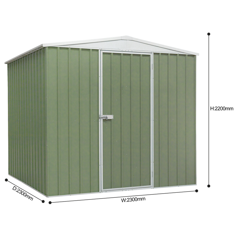 Dellonda DG115  Galvanized Steel Storage Shed with Apex Style Roof 230 x 230 x 220cm - Green