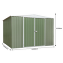Dellonda DG116  Galvanized Steel Storage Shed with Apex Style Roof 300 x 300 x 220cm - Green