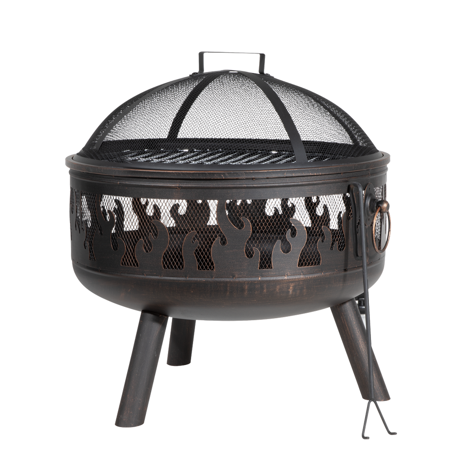 Dellonda DG117  Deluxe Fire Pit Fireplace Outdoor Patio Heater, Cooking Grill & Poker