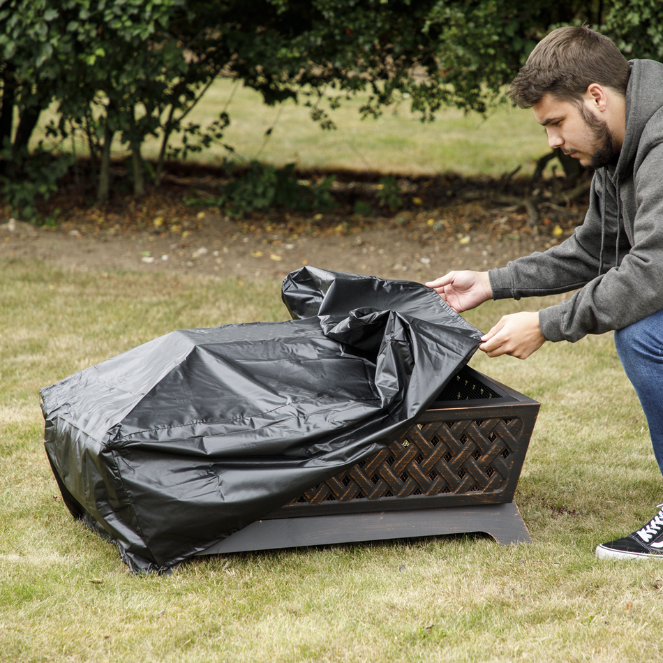 Dellonda DG120  Fire Pit, Fireplace, Outdoor Patio Heater PVC Cover, Water-Resistant, Heavy-Duty