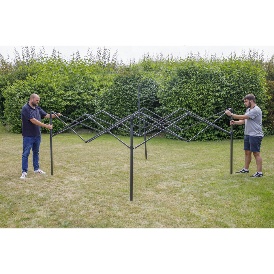 Dellonda DG126  Premium 2x2m Pop-Up Gazebo, Heavy Duty, PVC Coated, Water Resistant Fabric, Supplied with Carry Bag, Rope, Stakes & Weight Bags - Beige Canopy