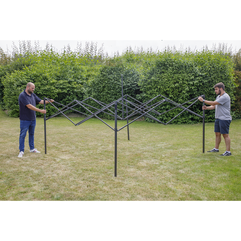 Dellonda DG126  Premium 2x2m Pop-Up Gazebo, Heavy Duty, PVC Coated, Water Resistant Fabric, Supplied with Carry Bag, Rope, Stakes & Weight Bags - Beige Canopy