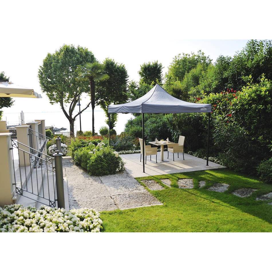 Dellonda DG129  Premium 2x2m Pop-Up Gazebo, Heavy Duty, PVC Coated, Water Resistant Fabric, Supplied with Carry Bag, Rope, Stakes & Weight Bags - Grey Canopy