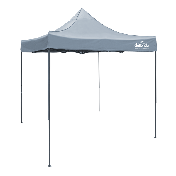 Dellonda DG129  Premium 2x2m Pop-Up Gazebo, Heavy Duty, PVC Coated, Water Resistant Fabric, Supplied with Carry Bag, Rope, Stakes & Weight Bags - Grey Canopy