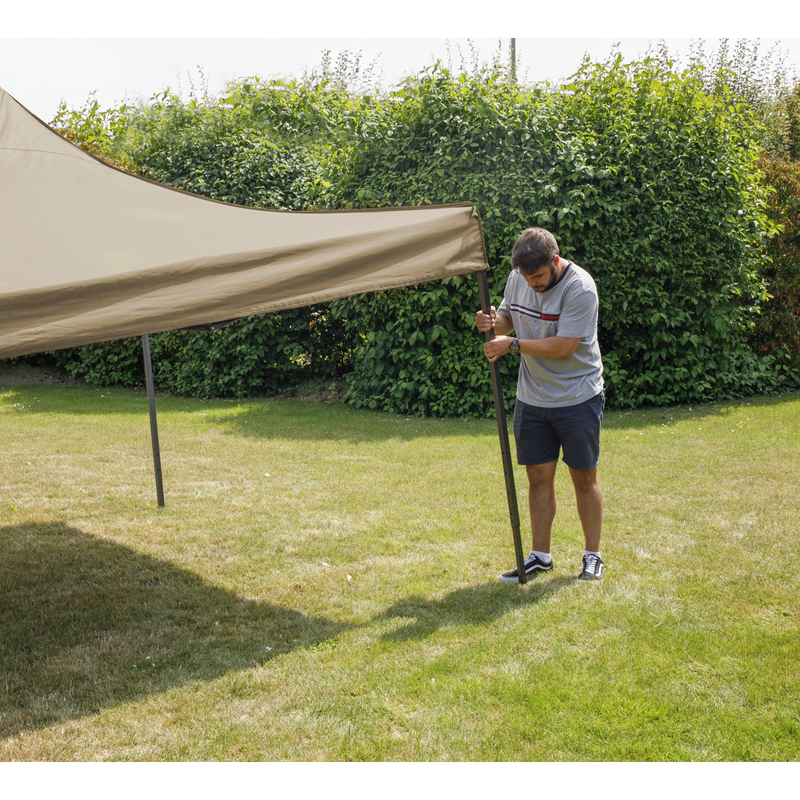 Dellonda DG130  Premium 3 x 3m Pop-Up Gazebo, PVC Coated, Water Resistant Fabric, Supplied with Carry Bag, Rope, Stakes & Weight Bags - Beige Canopy