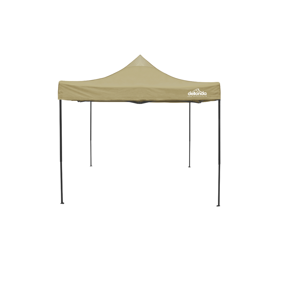 Dellonda DG130  Premium 3 x 3m Pop-Up Gazebo, PVC Coated, Water Resistant Fabric, Supplied with Carry Bag, Rope, Stakes & Weight Bags - Beige Canopy