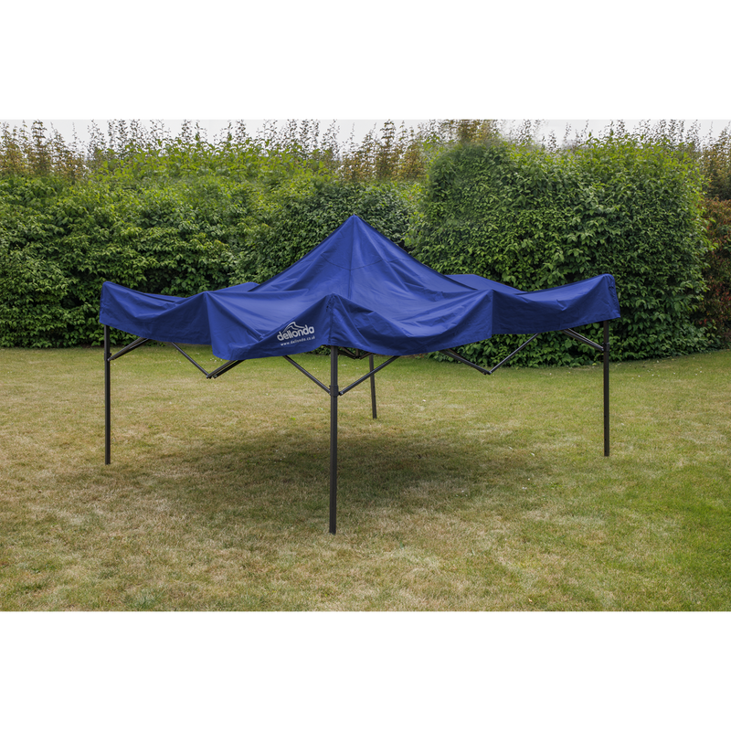 Dellonda DG131  Premium 3 x 3m Pop-Up Gazebo, PVC Coated, Water Resistant Fabric, Supplied with Carry Bag, Rope, Stakes & Weight Bags - Blue Canopy