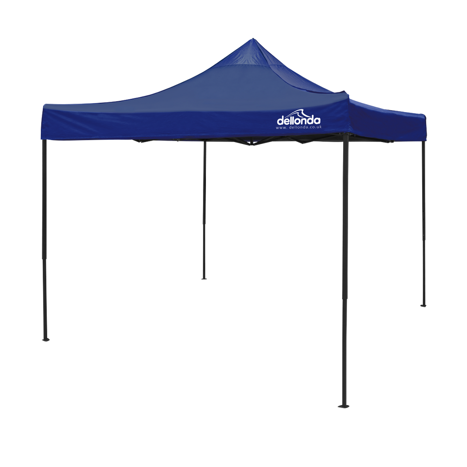 Dellonda DG131  Premium 3 x 3m Pop-Up Gazebo, PVC Coated, Water Resistant Fabric, Supplied with Carry Bag, Rope, Stakes & Weight Bags - Blue Canopy