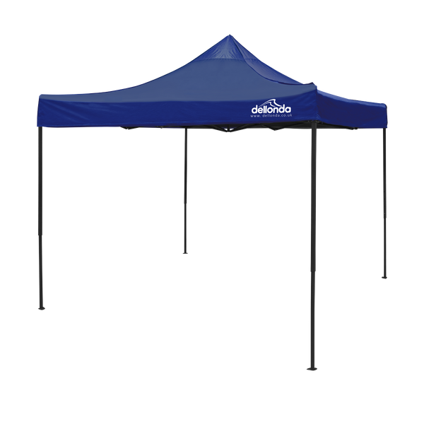 Dellonda DG131  Premium 3 x 3m Pop-Up Gazebo, PVC Coated, Water Resistant Fabric, Supplied with Carry Bag, Rope, Stakes & Weight Bags - Blue Canopy