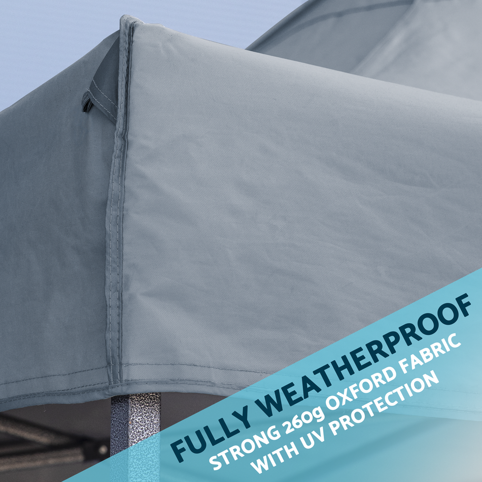 Dellonda DG133  Premium 3 x 3m Pop-Up Gazebo, PVC Coated, Water Resistant Fabric, Supplied with Carry Bag, Rope, Stakes & Weight Bags - Grey Canopy