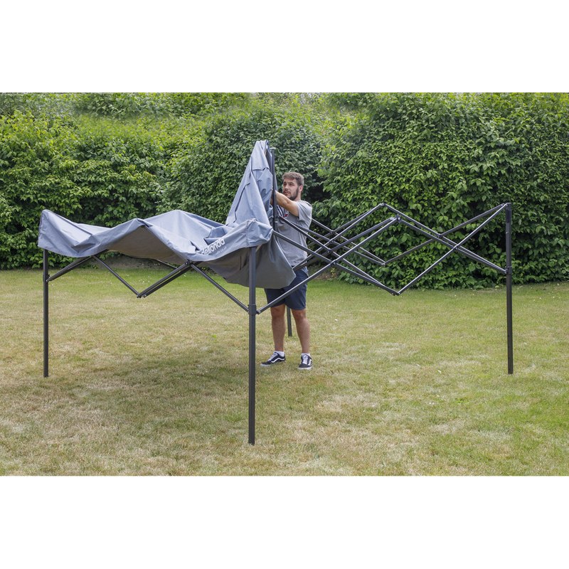 Dellonda DG133  Premium 3 x 3m Pop-Up Gazebo, PVC Coated, Water Resistant Fabric, Supplied with Carry Bag, Rope, Stakes & Weight Bags - Grey Canopy
