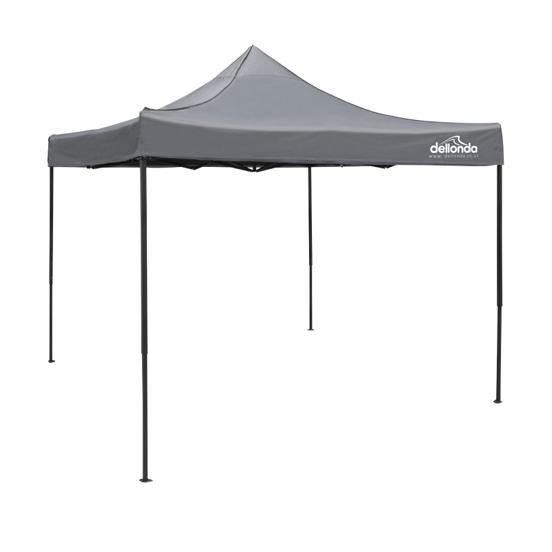 Dellonda DG133  Premium 3 x 3m Pop-Up Gazebo, PVC Coated, Water Resistant Fabric, Supplied with Carry Bag, Rope, Stakes & Weight Bags - Grey Canopy