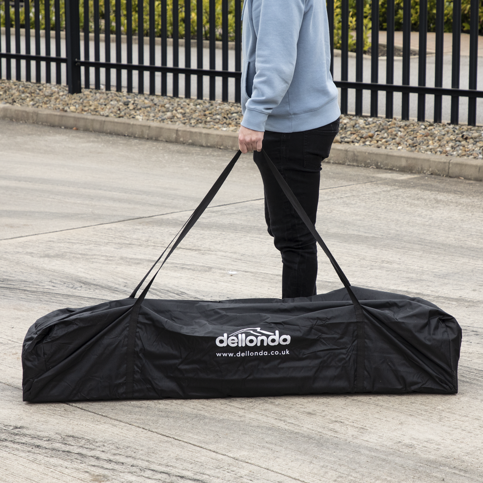 Dellonda DG135  Premium 3 x 4.5m Pop-Up Gazebo, Heavy Duty, PVC Coated, Water Resistant Fabric, Supplied with Carry Bag, Rope, Stakes & Weight Bags - Blue Canopy