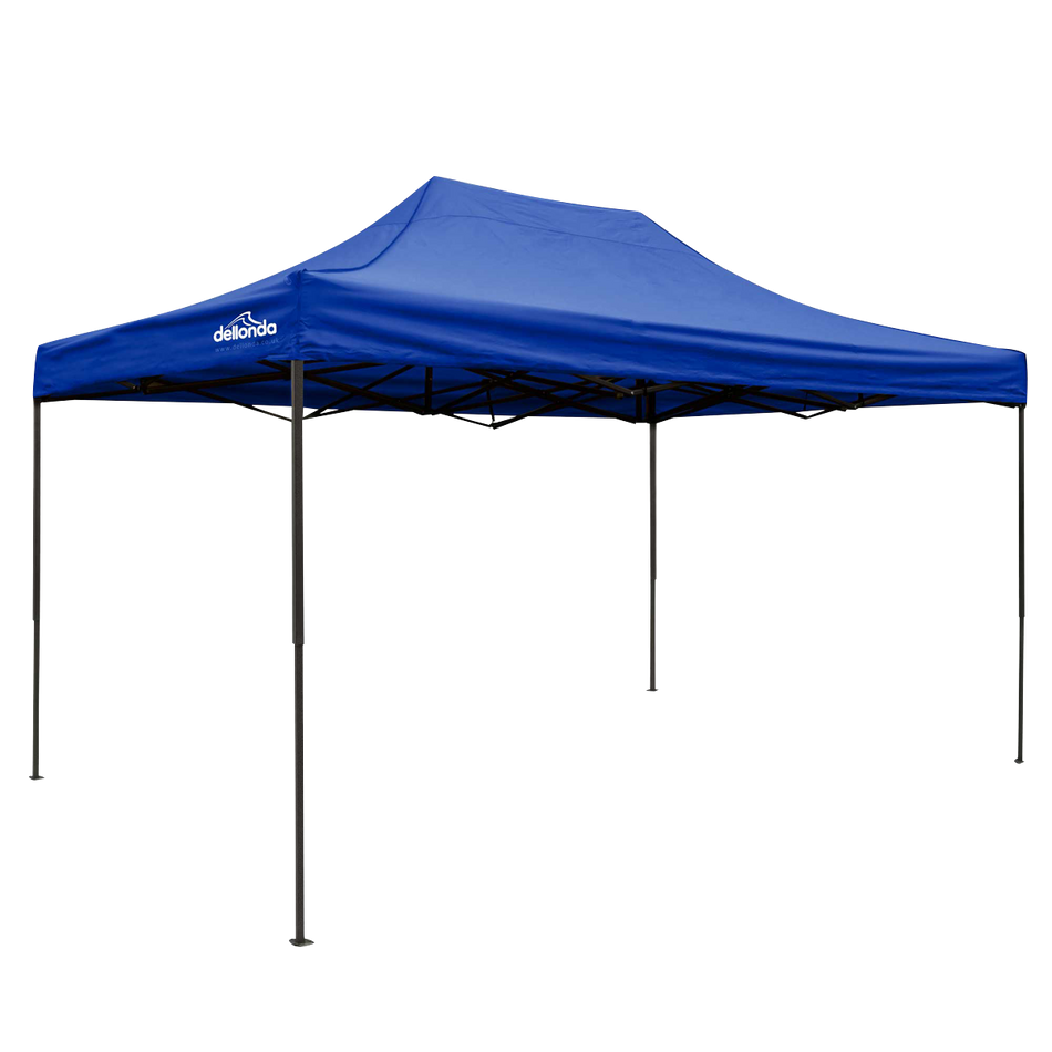 Dellonda DG135  Premium 3 x 4.5m Pop-Up Gazebo, Heavy Duty, PVC Coated, Water Resistant Fabric, Supplied with Carry Bag, Rope, Stakes & Weight Bags - Blue Canopy
