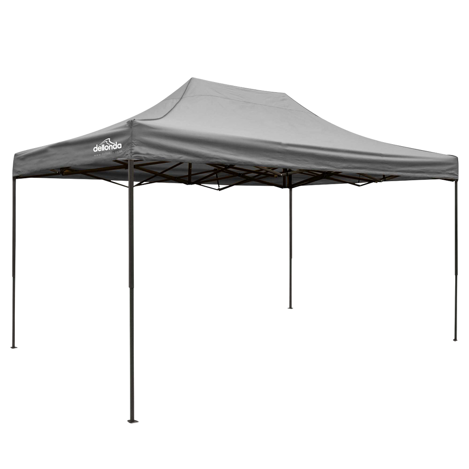 Dellonda DG137  Premium 3 x 4.5m Pop-Up Gazebo, Heavy Duty, PVC Coated, Water Resistant Fabric, Supplied with Carry Bag, Rope, Stakes & Weight Bags - Grey Canopy