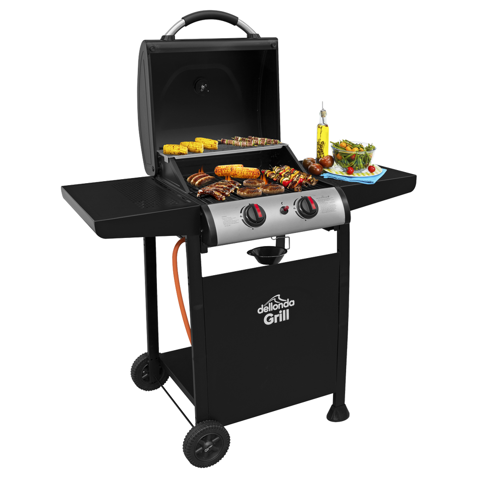 Dellonda DG13  2 Burner Gas BBQ Grill with Piezo Ignition & Thermometer