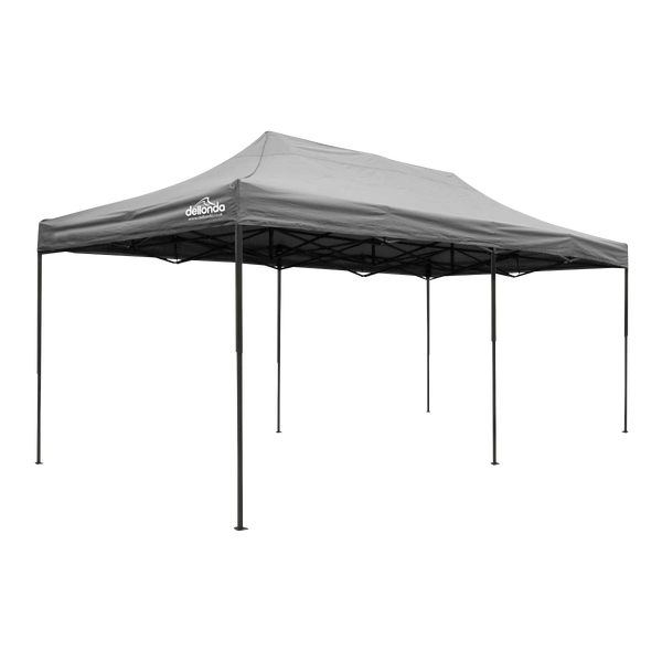 Dellonda DG141  Premium 3x6m Pop-Up Gazebo, Heavy Duty, PVC Coated, Water Resistant Fabric, Supplied with Carry Bag, Rope, Stakes & Weight Bags - Grey Canopy