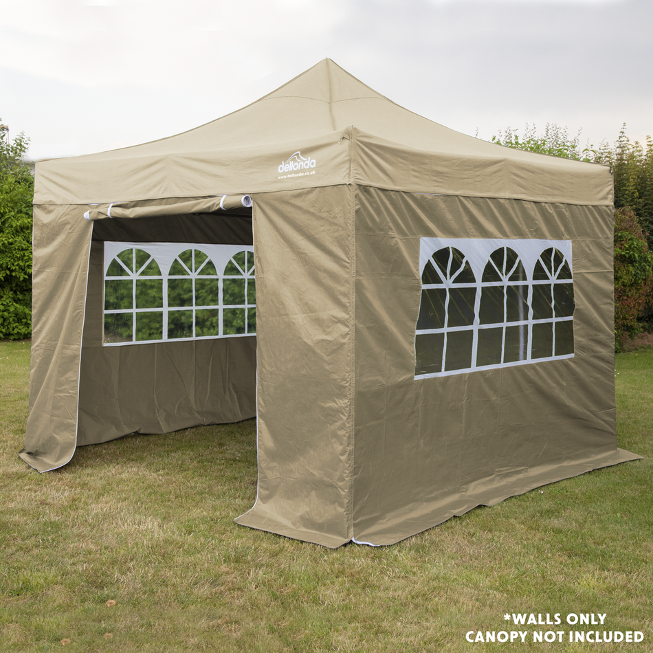 Dellonda DG142  Premium Side Walls/Doors/Windows for Gazebo/Marquee, Fits 2 x 2m Models - Beige