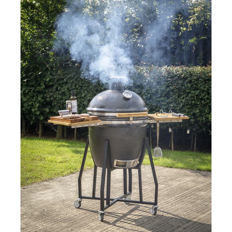 Dellonda DG159  Deluxe 22"(56cm) Ceramic Kamado Style BBQ with Wheeled Stand