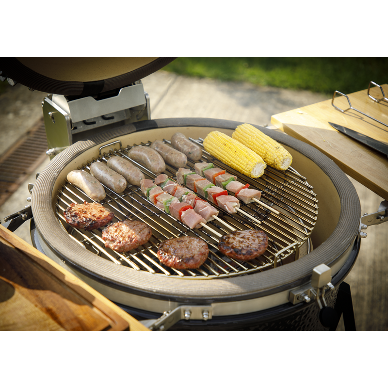 Dellonda DG159  Deluxe 22"(56cm) Ceramic Kamado Style BBQ with Wheeled Stand