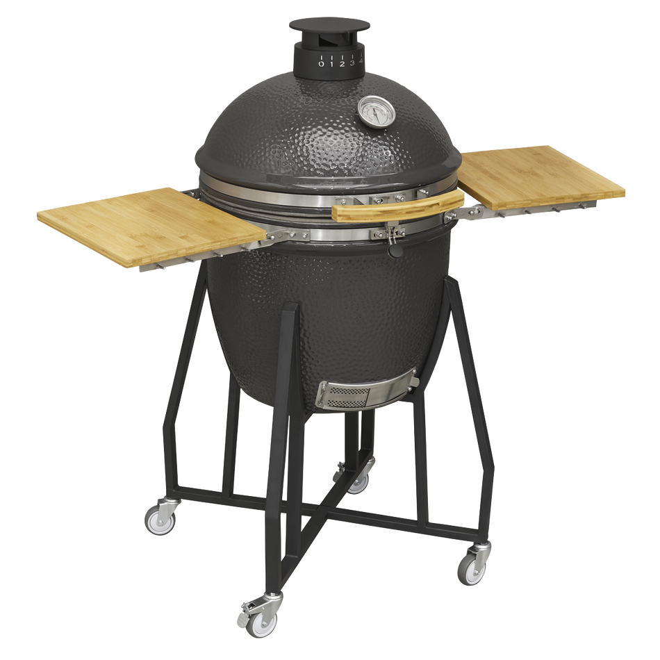 Dellonda DG159  Deluxe 22"(56cm) Ceramic Kamado Style BBQ with Wheeled Stand