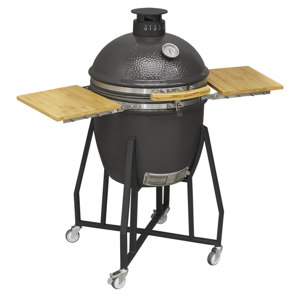 Dellonda DG159  Deluxe 22"(56cm) Ceramic Kamado Style BBQ with Wheeled Stand