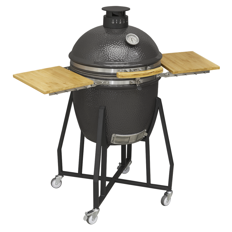 Dellonda DG159  Deluxe 22"(56cm) Ceramic Kamado Style BBQ with Wheeled Stand