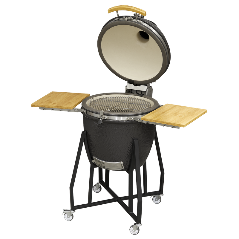 Dellonda DG159  Deluxe 22"(56cm) Ceramic Kamado Style BBQ with Wheeled Stand