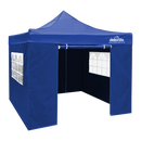 Dellonda DG161  Premium 2x2m Pop-Up Gazebo & Side Walls, PVC Coated, Water Resistant Fabric, Supplied with Carry Bag, Rope, Stakes & Weight Bags - Blue