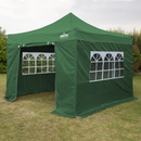 Dellonda DG162  Premium 2x2m Pop-Up Gazebo & Side Walls, PVC Coated, Water Resistant Fabric with Carry Bag, Rope, Stakes & Weight Bags - Green