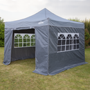 Dellonda DG163  Premium 2x2m Pop-Up Gazebo & Side Walls, PVC Coated, Water Resistant Fabric, Supplied with Carry Bag, Rope, Stakes & Weight Bags - Grey