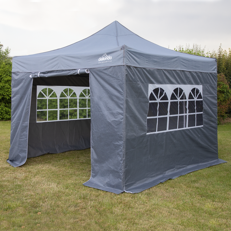 Sealey DG163 Dellonda Premium 2x2m Pop-Up Gazebo & Side Walls, PVC Coated, Water Resistant Fabric, Supplied with Carry Bag, Rope, Stakes & Weight Bags - Grey