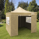 Dellonda DG164  Premium 3x3m Pop-Up Gazebo & Side Walls, PVC Coated, Water Resistant Fabric with Carry Bag, Rope, Stakes & Weight Bags - Beige