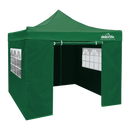 Dellonda DG166  Premium 3x3m Pop-Up Gazebo & Side Walls, PVC Coated, Water Resistant Fabric with Carry Bag, Rope, Stakes & Weight Bags - Green