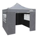 Dellonda DG167  Premium 3x3m Pop-Up Gazebo & Side Walls, PVC Coated, Water Resistant Fabric with Carry Bag, Rope, Stakes & Weight Bags - Grey