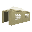 Dellonda DG172  Premium 3x6m Pop-Up Gazebo & Side Walls, PVC Coated, Water Resistant Fabric with Carry Bag, Rope, Stakes & Weight Bags - Beige