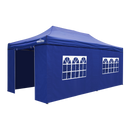 Dellonda DG173  Premium 3x6m Pop-Up Gazebo & Side Walls, PVC Coated, Water Resistant Fabric with Carry Bag, Rope, Stakes & Weight Bags - Blue Canopy - DG173