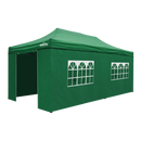 Dellonda DG174  Premium 3x6m Pop-Up Gazebo & Side Walls, PVC Coated, Water Resistant Fabric with Carry Bag, Rope, Stakes & Weight Bags - Green