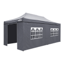 Dellonda DG175  Premium 3x6m Pop-Up Gazebo & Side Walls, PVC Coated, Water Resistant Fabric with Carry Bag, Rope, Stakes & Weight Bags - Grey