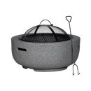 Dellonda DG189  Round MgO Fire Pit with BBQ Grill, Diameter 60cm, Safety Mesh Screen - Dark Grey