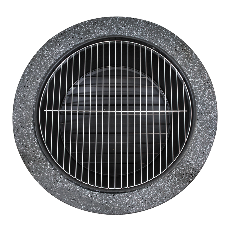 Dellonda DG189  Round MgO Fire Pit with BBQ Grill, Diameter 60cm, Safety Mesh Screen - Dark Grey
