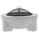 Dellonda DG190  Round MgO Fire Pit with BBQ Grill, Diameter 75cm, Safety Mesh Screen - Light Grey