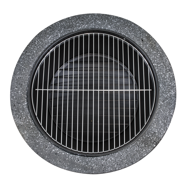 Dellonda DG191  Round MgO Fire Pit with BBQ Grill, Diameter 75cm, Safety Mesh Screen - Dark Grey