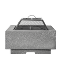 Dellonda DG193  Square MgO Fire Pit with BBQ Grill, Safety Mesh Screen and Fire Poker, Magnesium Oxide, Suitable for Wood and Charcoal - Dark Grey - DG193